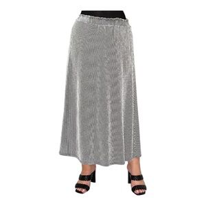 COIN 1804
Plus Size Span Rail Textured Rib Elastic Waist Maxi Skirt Elegant